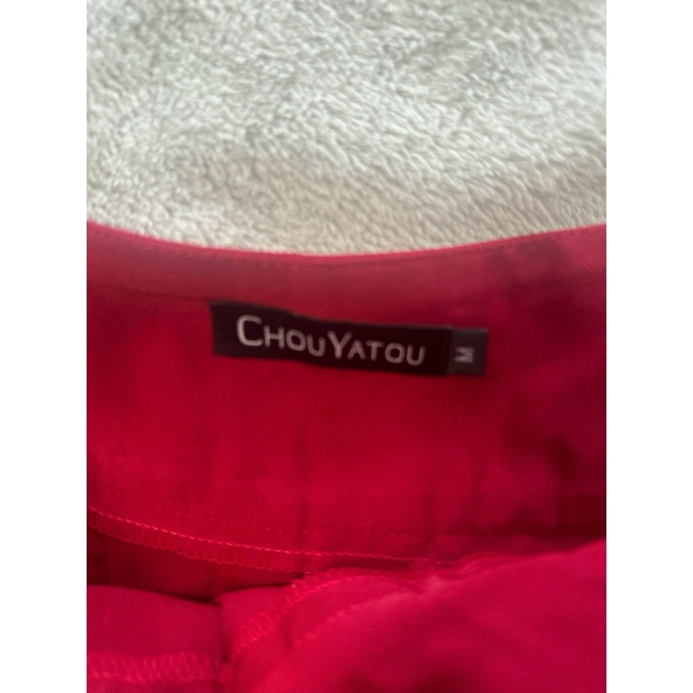 ChouYatou Skirt Red pleated Swing Skater Pleated Button Casual womens Sz M - Picture 3 of 4
